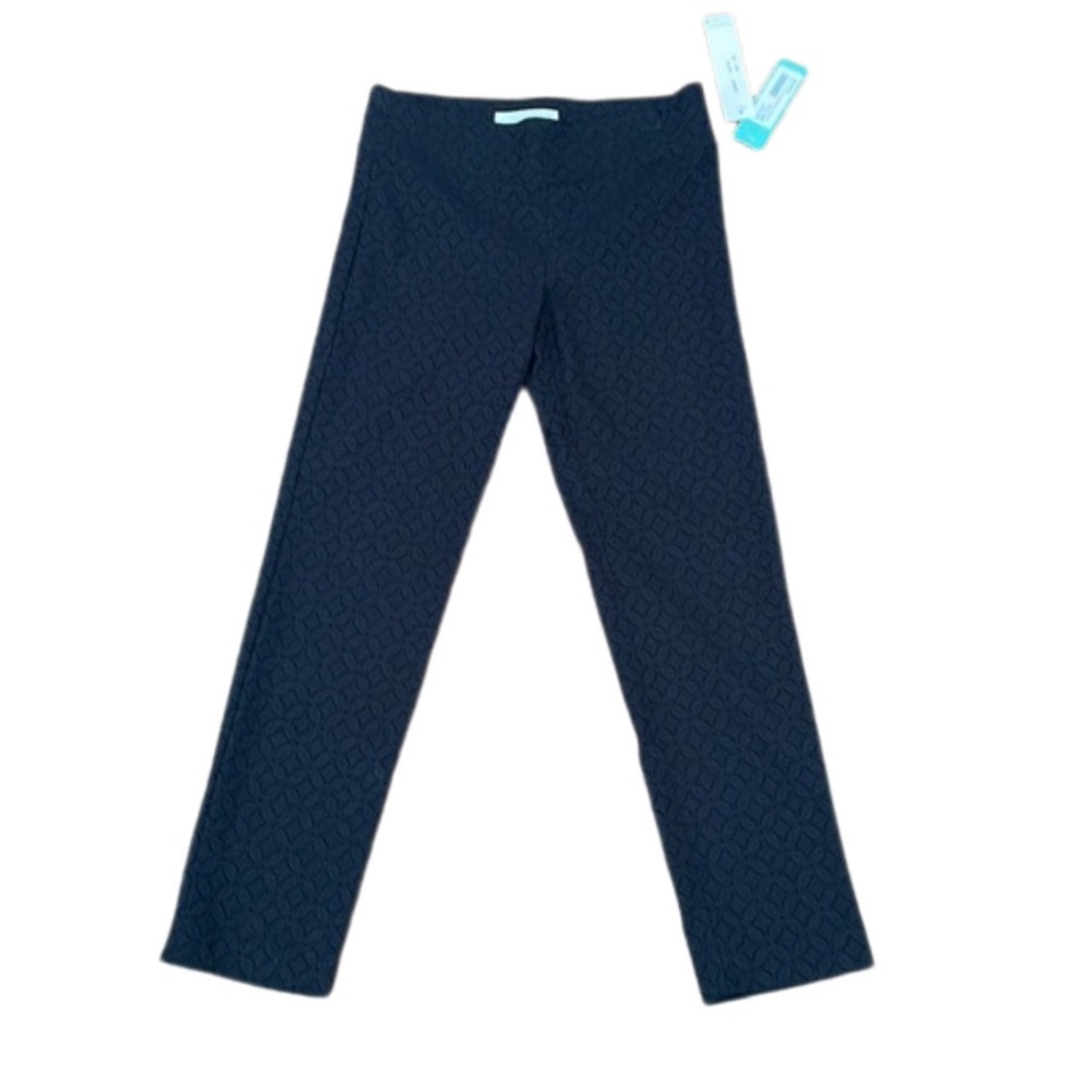 Margaret M Black Jacquard Print Pull-On Stretch Ankle Pants